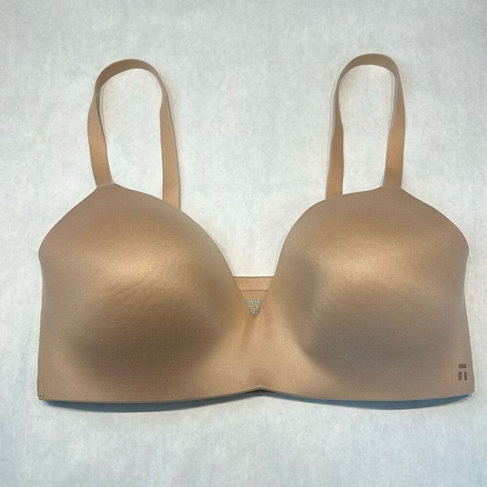 Tommy John Second Skin Lightly Lined Wireless Bra Sz 36DD Tan Beige Nude Adjusta